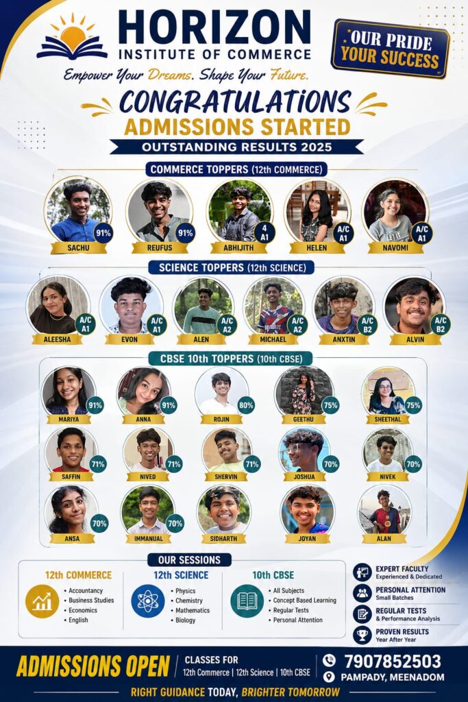 Outstanding Results 2025 Horizon Institute Commerce Pampady Kottayam